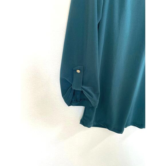 NWT Joie de Vivre Hunter Green Zip 3/4 sleeve Shirt - Picture 3 of 7